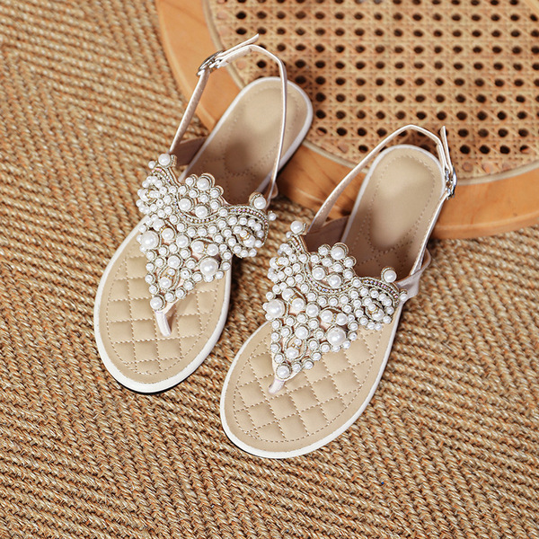 sandals with rhinestones flat open toe