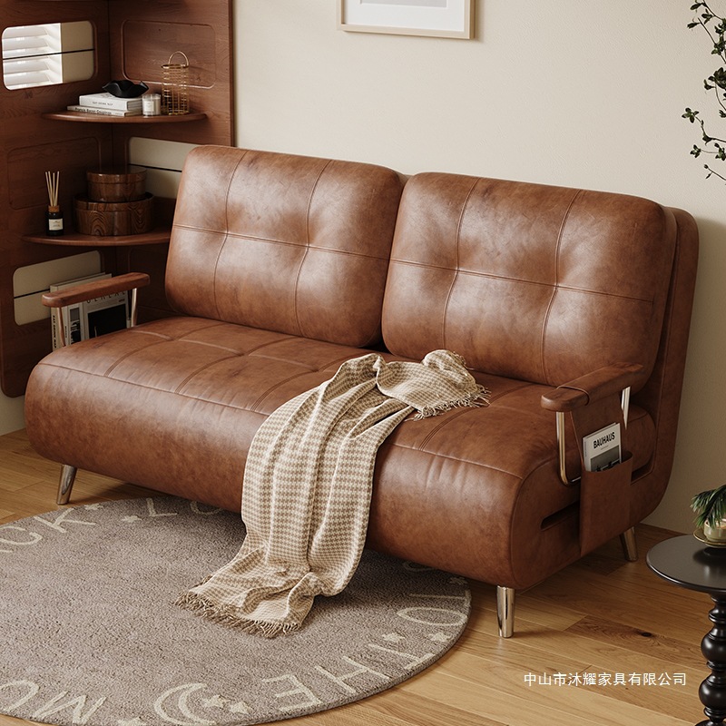 Sofa Bed Foldableable All-In-One Dual-Purpose 2025 New Mid-Century Style Single and Double Small Apartment Living Room Balcony Retractable Bed