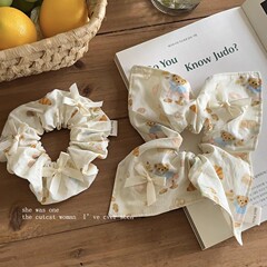 可爱曲奇小熊蝴蝶结方形发圈大肠圈少女心头绳皮筋手作发饰头饰品