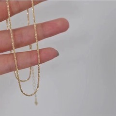 Diy真珠部品s925純銀満天星素チェーンとペンダントネックレス45 + 5cm