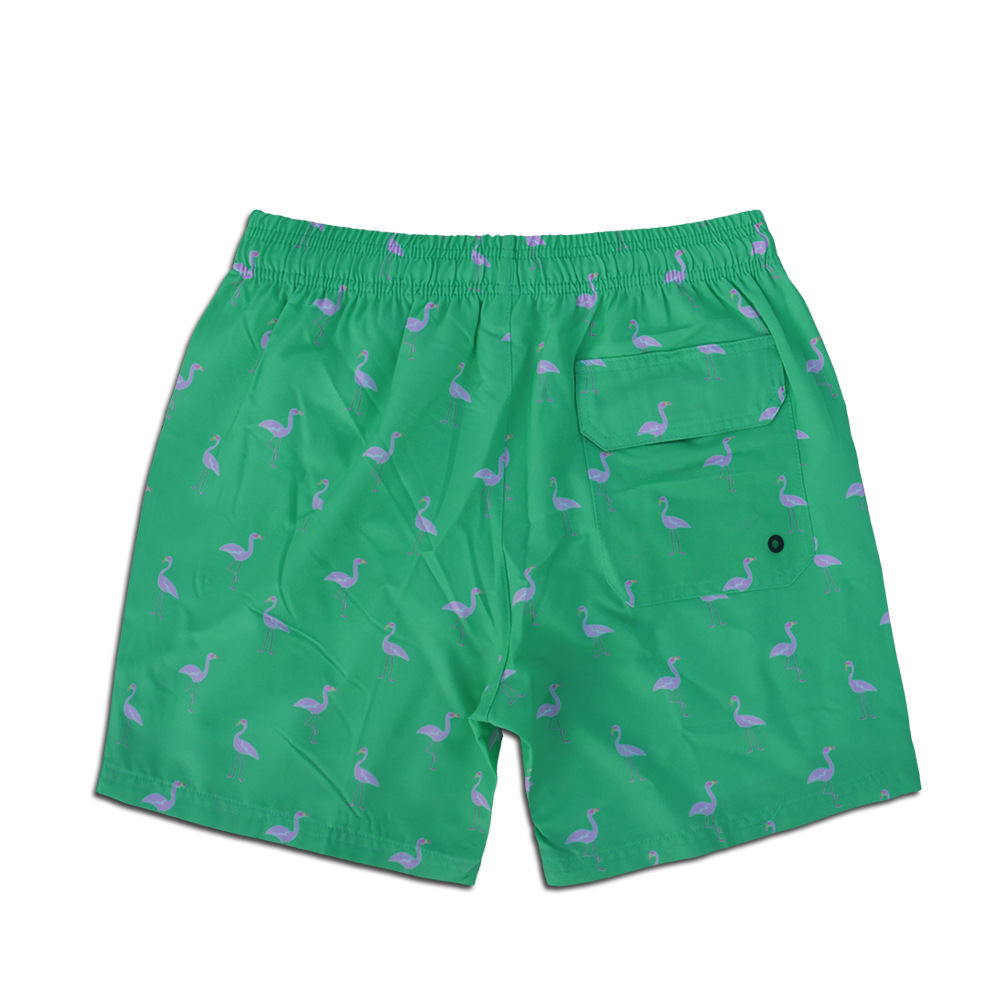 Flamingo Print Herren Badeshorts Mit Elastischem Bund_voghion.com