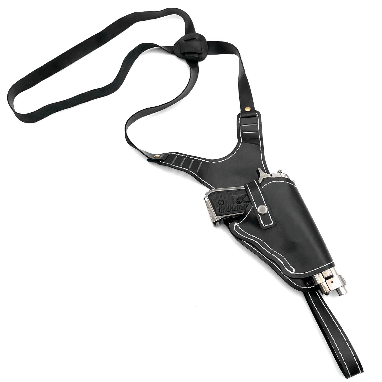 Открытый тактический черный слой головы воловьей кожи Универсальный кожаный чехол для подмышек Портативная Скрытая тактическая сумка-агент Подвесная сумка для подмышек