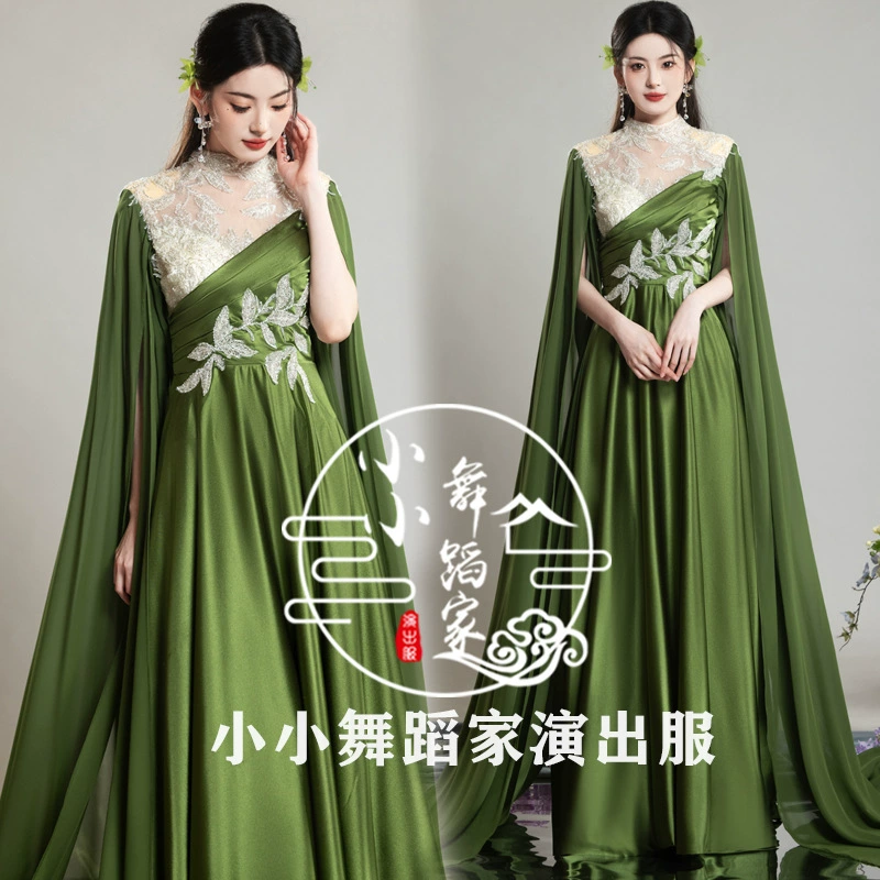 Профессиональный костюм для выступлений Guzheng для детей с длинными развевающимися рукавами, тяжелым воротником ручной работы для сольных выступлений, игры на фортепиано и художественного экзамена.