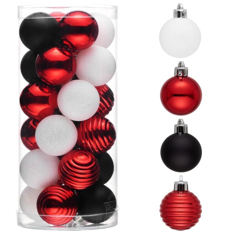 Barril transfronterizo de color bola de Navidad con forma de bola 4cm bola de plástico galvanizado colgante de decoración de árbol de Navidad