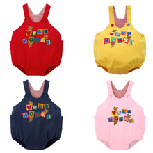 现货童装日系男女童卡通字母格子熊田鸡裤儿童背带裤一件代发