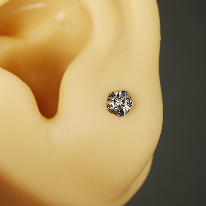 Fashion Star Flower Stainless Steel Inlay Artificial Diamond Earrings 1 Piece