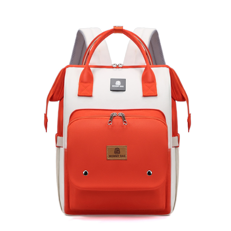 妈咪包2025新款手提双肩背包撞色保温双肩包大容量母婴包妈咪包