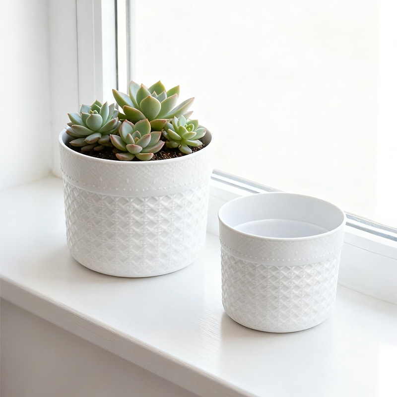 Pequeña maceta de plantas verdes delicada maceta de plantas domésticas no porosas maceta de plástico moderna mini maceta de escritorio