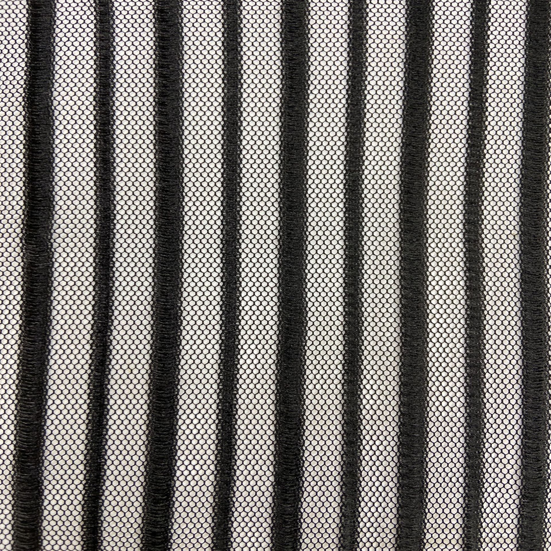 亮光大小竖条纹六角网眼布复合贴合亮丝春夏大长裙大摆裙网纱面料