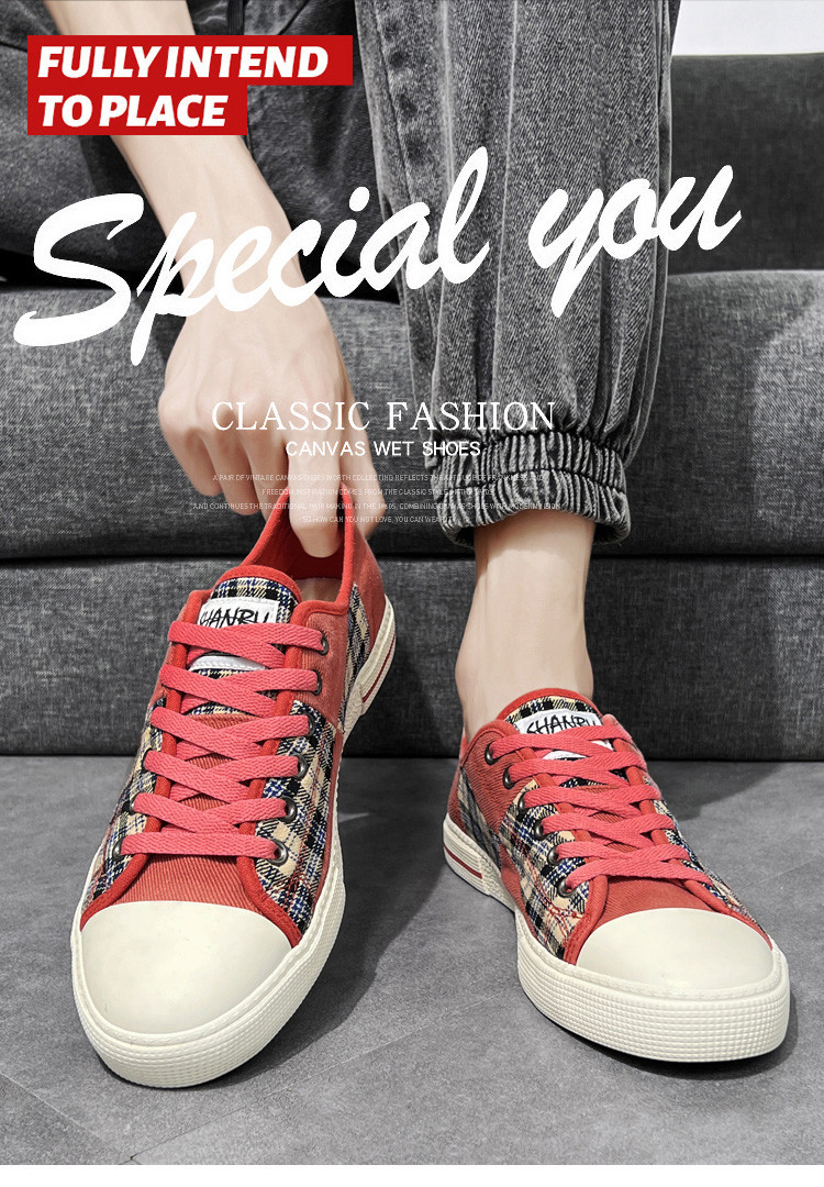 European canvas shoes men's low-top summer breathable 2023 new light luxury casual shoes trendy versatile plaid board shoes_voghion.com