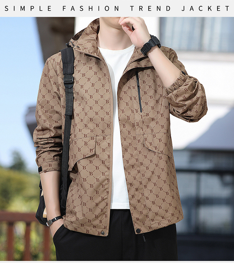 Giacca uomo con cappuccio antivento casual primavera autunno_voghion.com