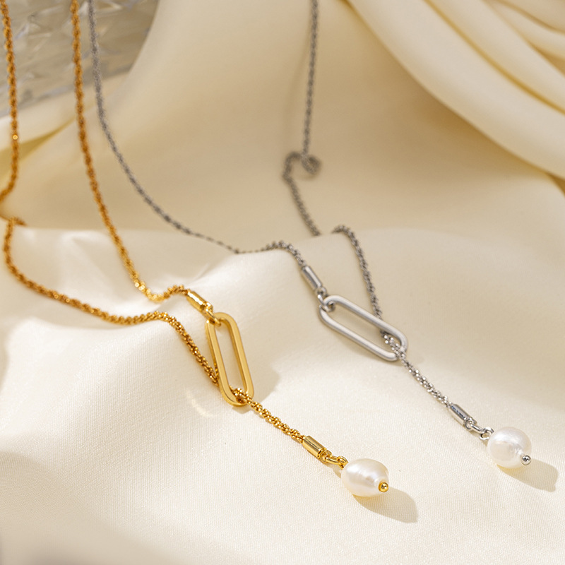 Transfronterizo retro latón dorado collar de perlas de alta calidad collar de suéter de mujer otoño y invierno larga sensación de lujo ligero simple versátil
