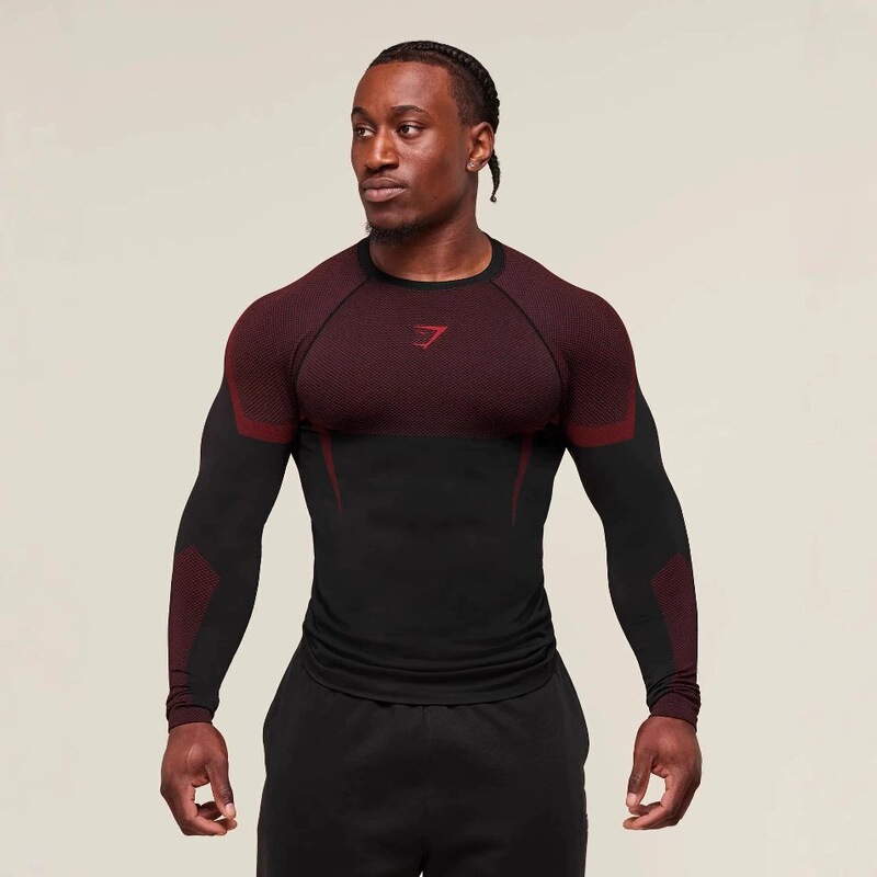 健身上衣男士秋冬跑步训练骑行运动紧身T恤鲨鱼健身长袖GYMSHARK|undefined