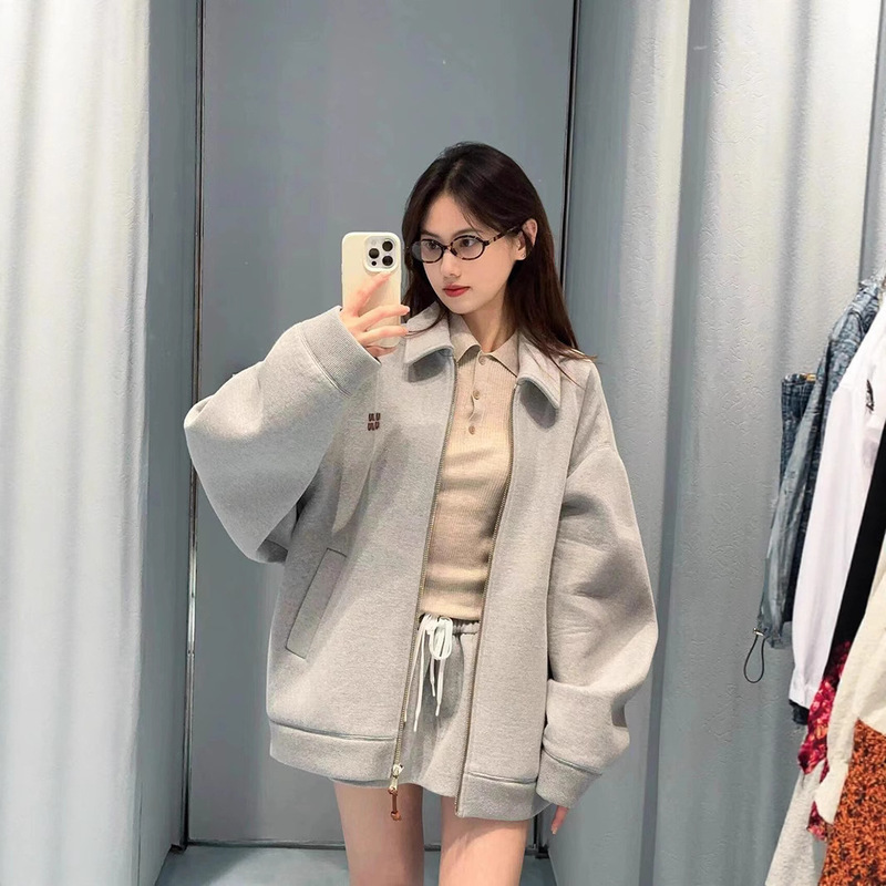 Original Development! Shenzhen Nanyou Ultra-Thick Space Cotton High-Quality m Family Plain Knitted Jacket Loose Jacket