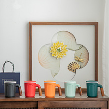 新款陶瓷水杯家用办公杯马克杯带盖过滤杯子套装礼盒伴手礼马克杯