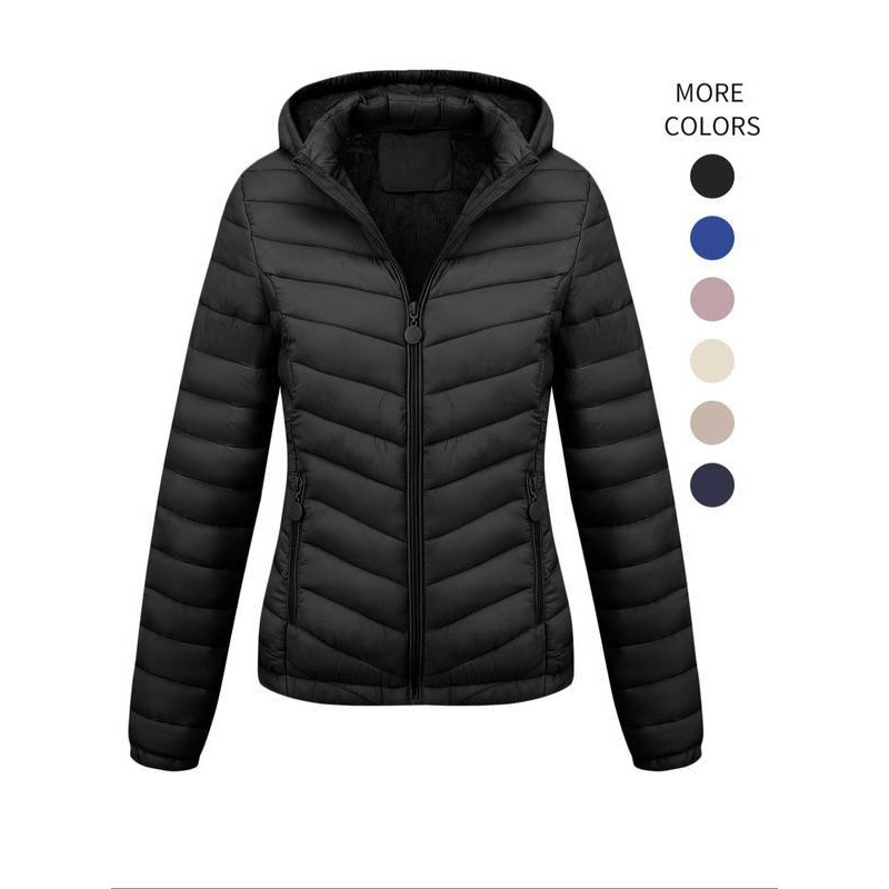 N 32325 Detachable Hood Zip Coat Women's Cotton Jacket N 32325 Detachable Hood Zip Coat Women's Cotton Jacket