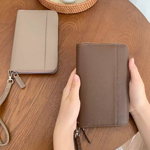 Japanese-Style Large-Capacity Zipper Accordion Wallet Women's High-End Simple Mid-Length Ticket Passport Document Cosmetics Bag