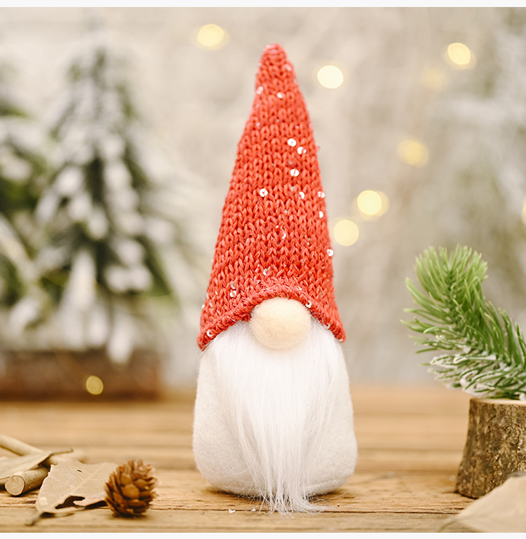 De Noël Décoratif Creative New Sequin Cap Forêt Vieil Homme Petite Poupée Décoration De Noël Fournitures Sans Visage Poupée display picture 6