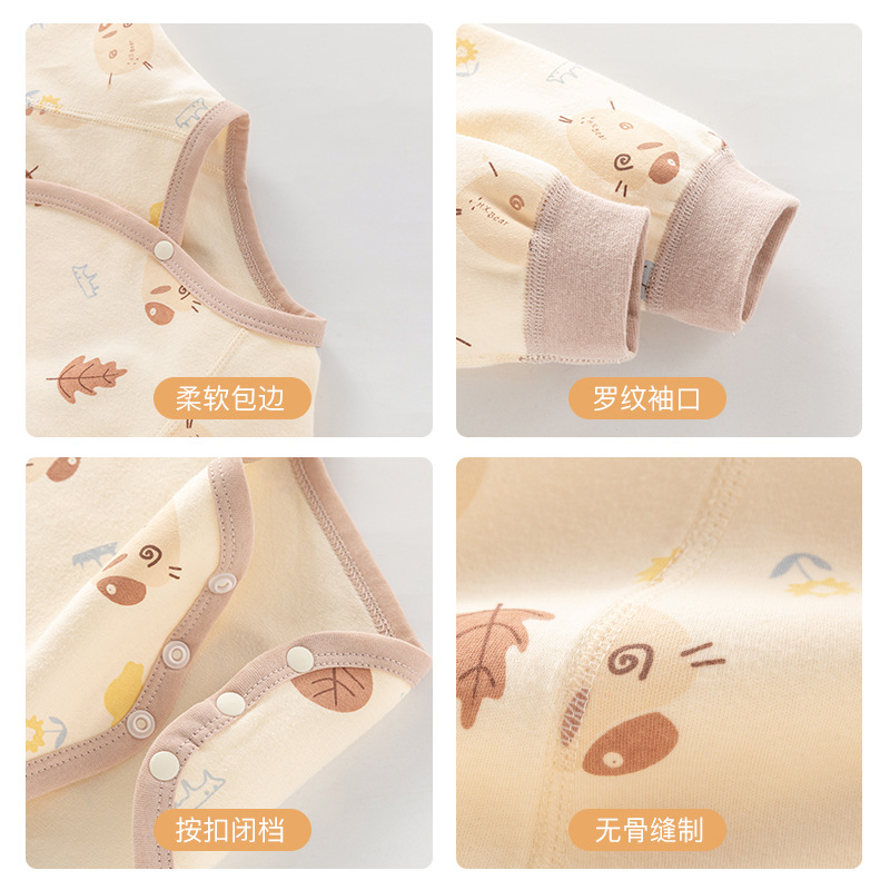 Primavera y otoño bebé vaina ropa clase A puro algodón manga larga todo-fósforo recién nacido bebé mono bebé sin hueso ropa