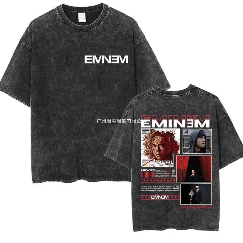 90S Rapper Eminem World Tour Music Graphic T-Shirt Men's Cool Hip-Hop Retro Washed Super Cool 90S Rapper Eminem World Tour Music Graphic T-Shirt Men's Cool Hip-Hop Retro Washed Super Cool