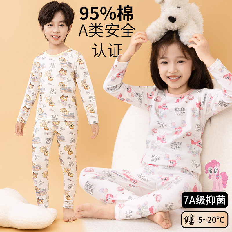 My Little Pony Kidsren's Pajamas Set Class a Antibacterial Spring & Fall Boys and Girls Baby Autumn Clothes and Long Pants Home Clothes Wholesale