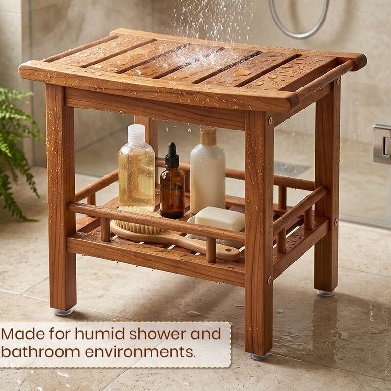 Wooden bathroom stool, towel rack, storage shelf, shower stool, assistive stool for the elderly, bench, household bathing stool Wooden bathroom stool, towel rack, storage shelf, shower stool, assistive stool for the elderly, bench, household bathing stool