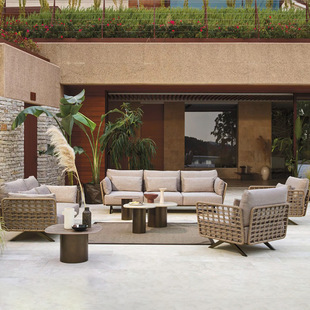 High-End Outdoor Furniture Open-Air Balcony Rainproof and Sunproof Sofa Courtyard Outdoor Villa Hotel Garden Combination Rattan