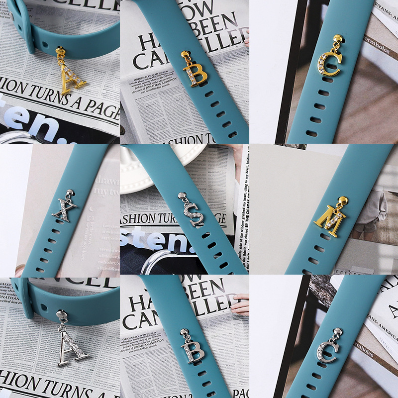 Creative 26-Letter Silicone Strap Decorative Nail Personalized Diamond Embedded Metal Strap Buckle Strap Nail for Cross-Border Best Sellers