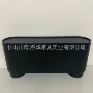 复古黑色板材客厅六斗柜现代简约储物收纳柜