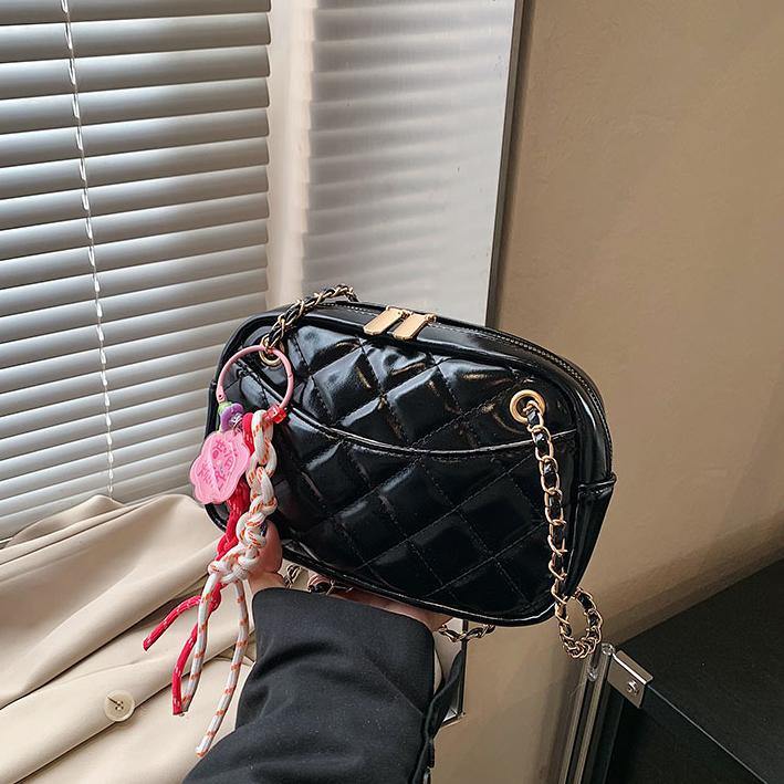 Bolso de cadena de diamante brillante para mujeres 2025, nuevo estilo de moda versátil, bolso de hombro, bolso casual simple