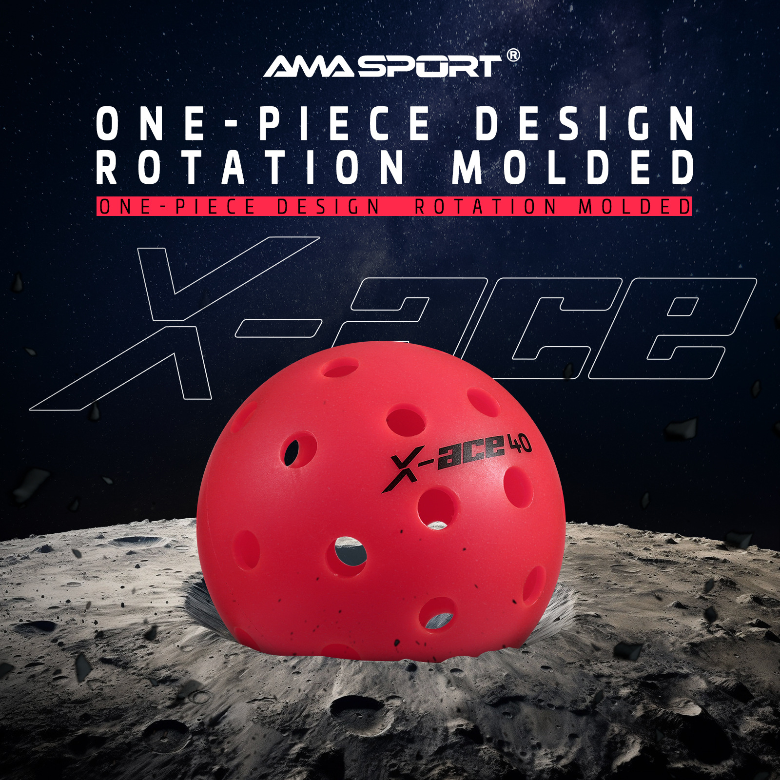 Amasport Rose Red Pickleball Rotational Molding Pickleball Ball Training Competition Pickleball Usapa Certification
