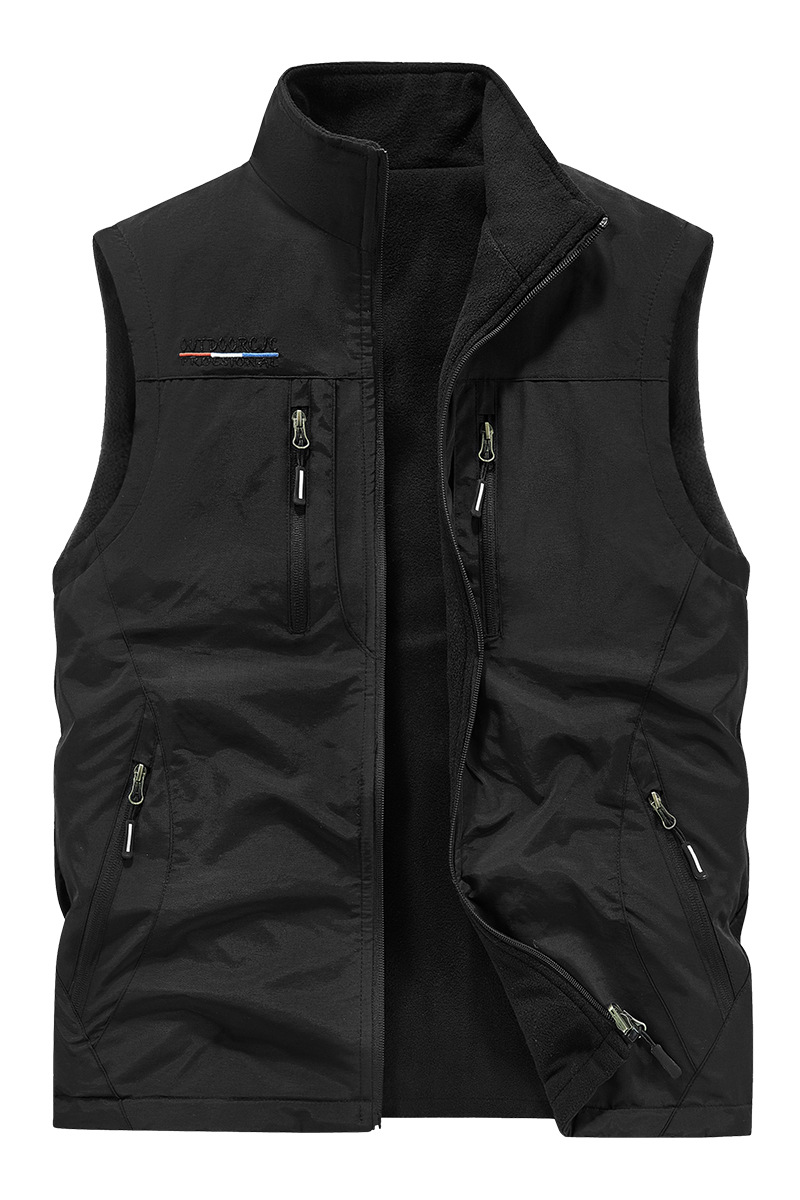 Chaleco de otoño e invierno de doble cara para hombre, chaleco de exterior informal con cuello alto, ropa de trabajo, chaqueta polar para hombre_voghion.com
