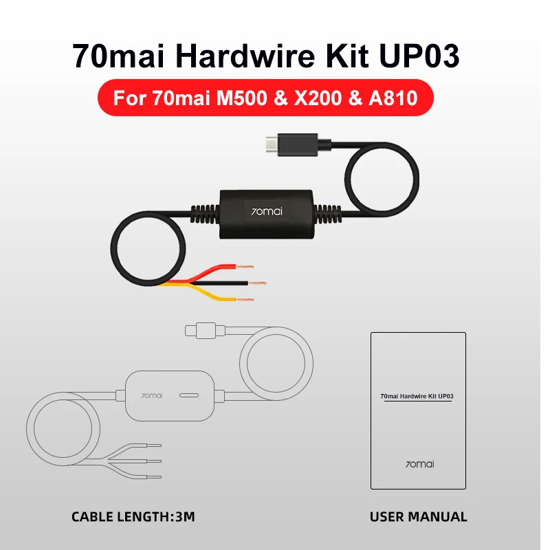 70mai driving recorder M800 step-down line X200 for M500 70Mai A810 parking monitoring line UP03
