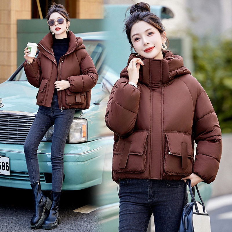 Ropa de invierno coreana corta para mujer 2024, nueva chaqueta de pan pequeña y gruesa de algodón suelta, chaqueta de plumón de moda_voghion.com