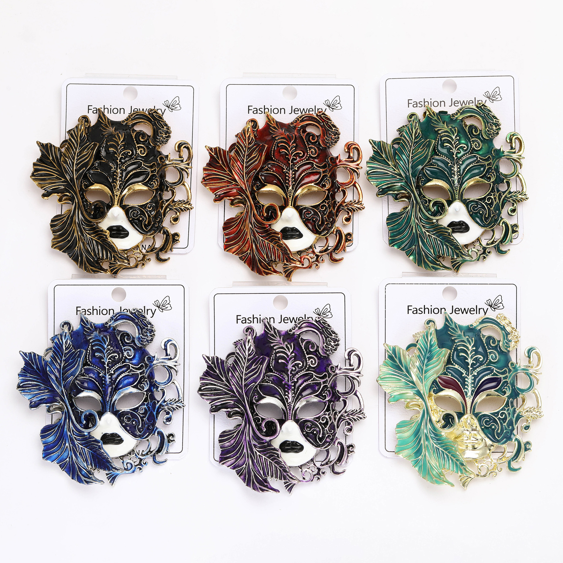 New Hot-Selling Fashion Creative Heavy-Duty Enamel Oil-Drip Carnival Mask Brooch Alloy Personality: Br4619