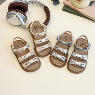 Girls' Sandals 2025 Summer New Children's Sandals Soft-soled Little Girls' Large Children's Velcro Bow Beach Shoes