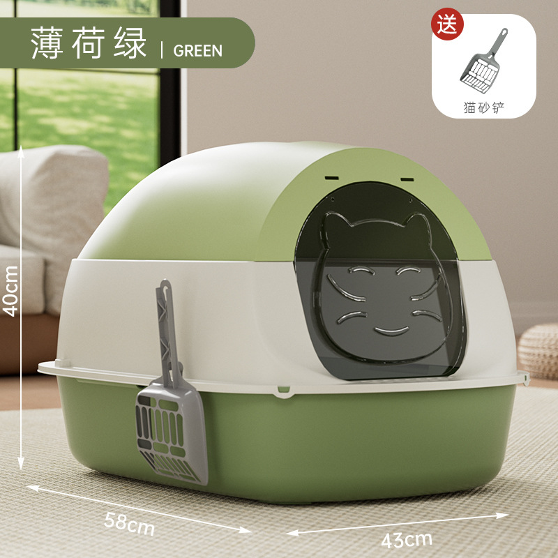 Gran cuenca de arena para gatos esterilizante desodorante totalmente cerrado inodoro para gatos gran tamaño anti-exterior suministros de mascotas al por mayor