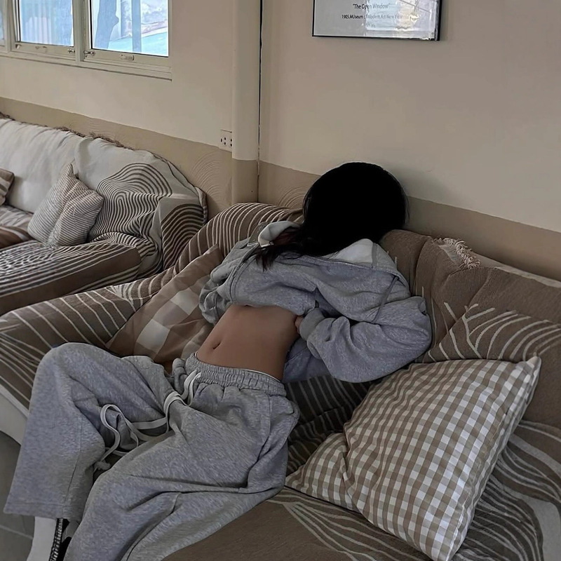 欧美跨境街头夹克嘻哈阔腿长裤抽绳运动裤套装宽松休闲卫裤两件套|undefined