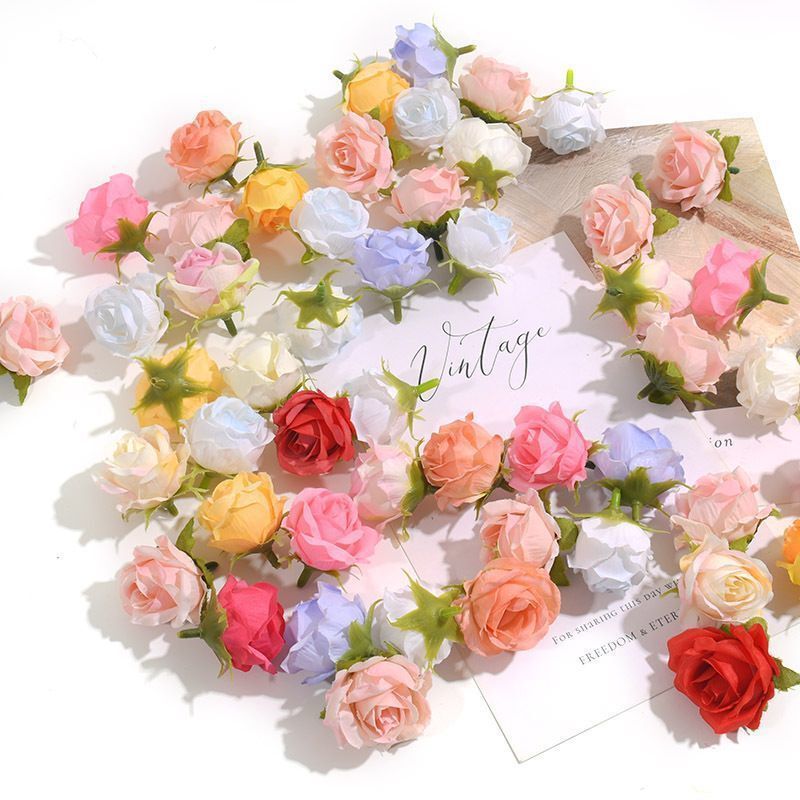 simulation small rose mori hairpin flower head diy handmade accessories decoration fake flower wedding silk flower photo props