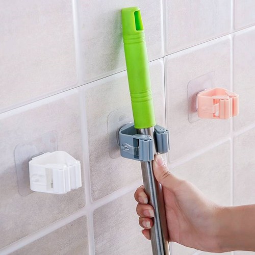 Colorful wall-mounted mop hook mop rack punch-free broom holder buckle bathroom storage mop clip