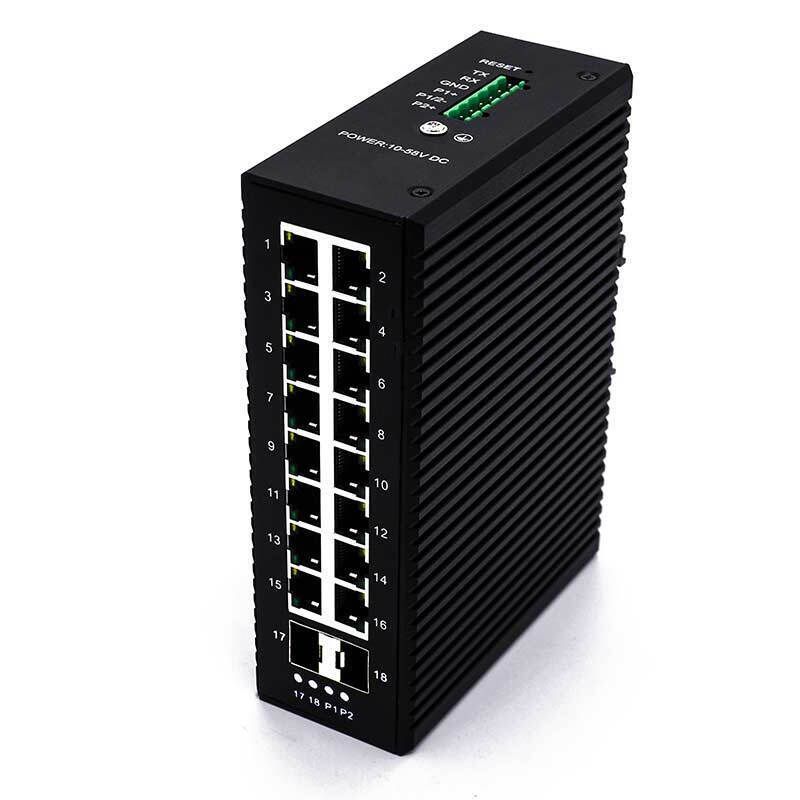 keepLINK 千兆工业以太网交换机2光16电 交换机16口 非管理工业级