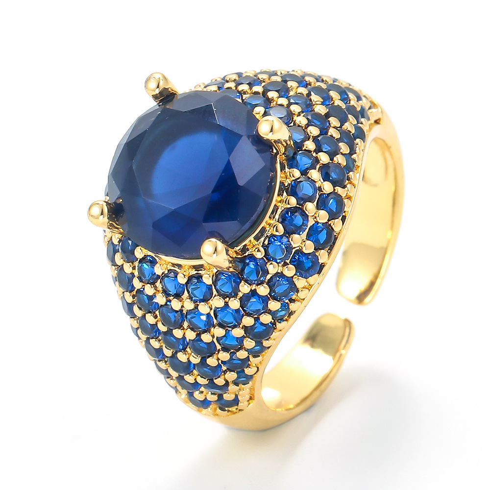 5g Weight Fashion Colored Zircon Micro-inlaid Copper Ring Wholesale Nihaojewelry