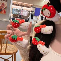 可爱卡通草莓发夹甜美少女心KT掰掰夹学生马尾百搭发饰夹子发夹