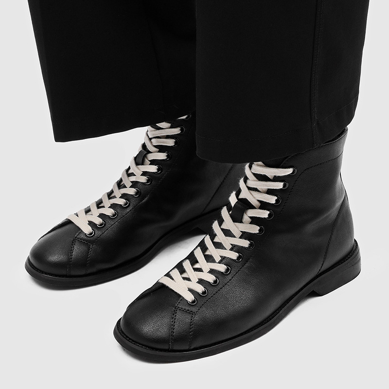 2025 Retro Boxing Boots Japanese Style Martin Short Boots with Fleece Lining British Style Short High-Top Work Shoes 931129-J