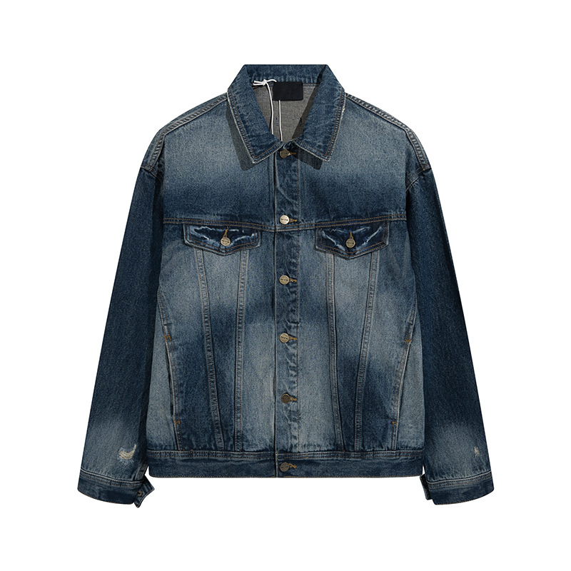 Men's Clothing heavy washed distressed denim jacket for men and women bf hip hop high street loose coat jacket_viptrois.com