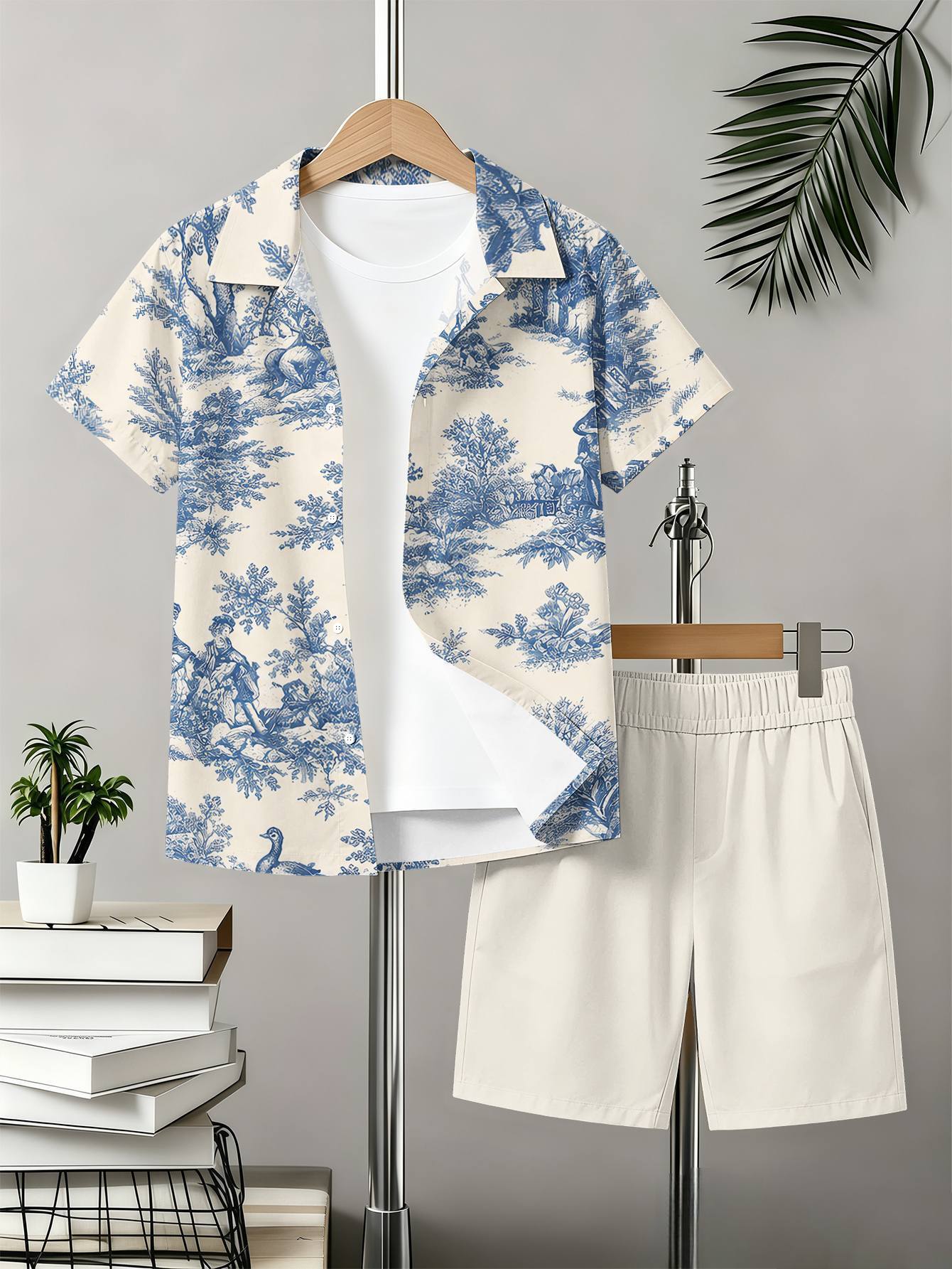 Sommer Set Mit Hemd Und Shorts Für Jungen Mit Totem-muster_voghion.com