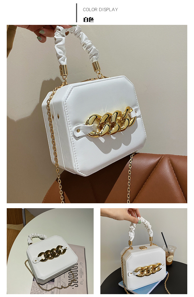Acrylic Chain Bag 2021 Winter New Box Bag Pleated Portable Small Square Bag Shoulder Crossbody Cosmetic Bag display picture 3