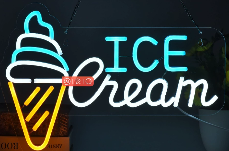 Светодиодная неоновая вывеска кастом лед-cream и милк-ти напитки, лёгкая, разные размеры, 10 Вт