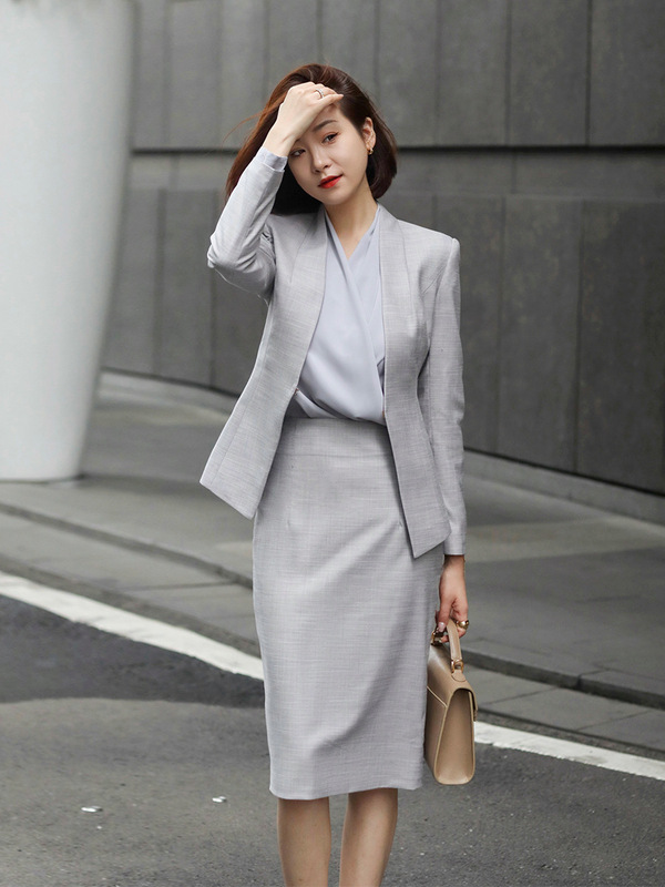 西装套装女秋冬时尚西服外套银行地产销售物业客服工作服外套女装|undefined
