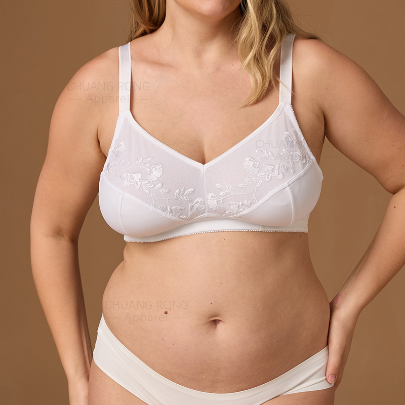 chubby girl Cross-border Foreign Trade Super plus size Bra Women's Big Chest Shown Small Beautiful Back Gather Breathable Mesh Large Cup Underwear